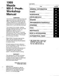 Workshop Manual Mazda MX-5 Miata 1999 г.