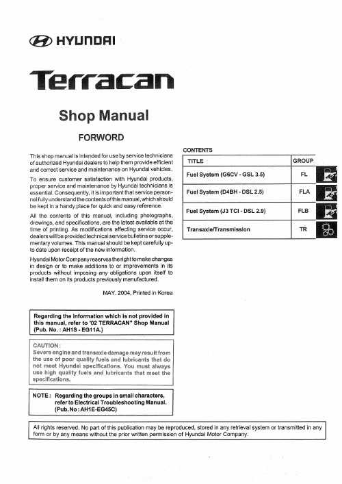 Hyundai terracan инструкция скачать